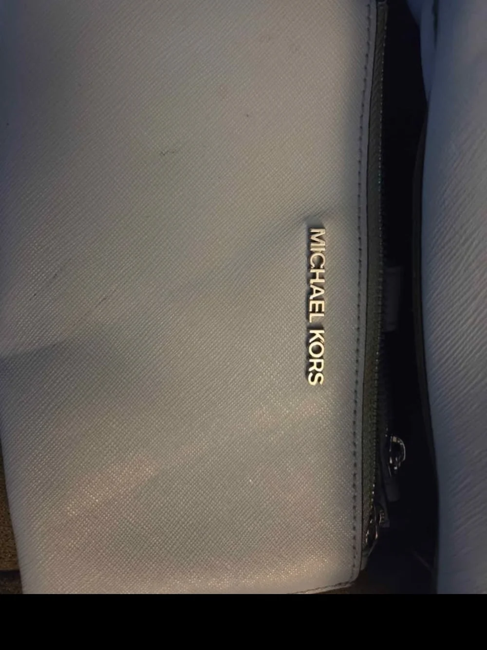 Michael Kors Powder Blue Leather Tote with Matching Pouch